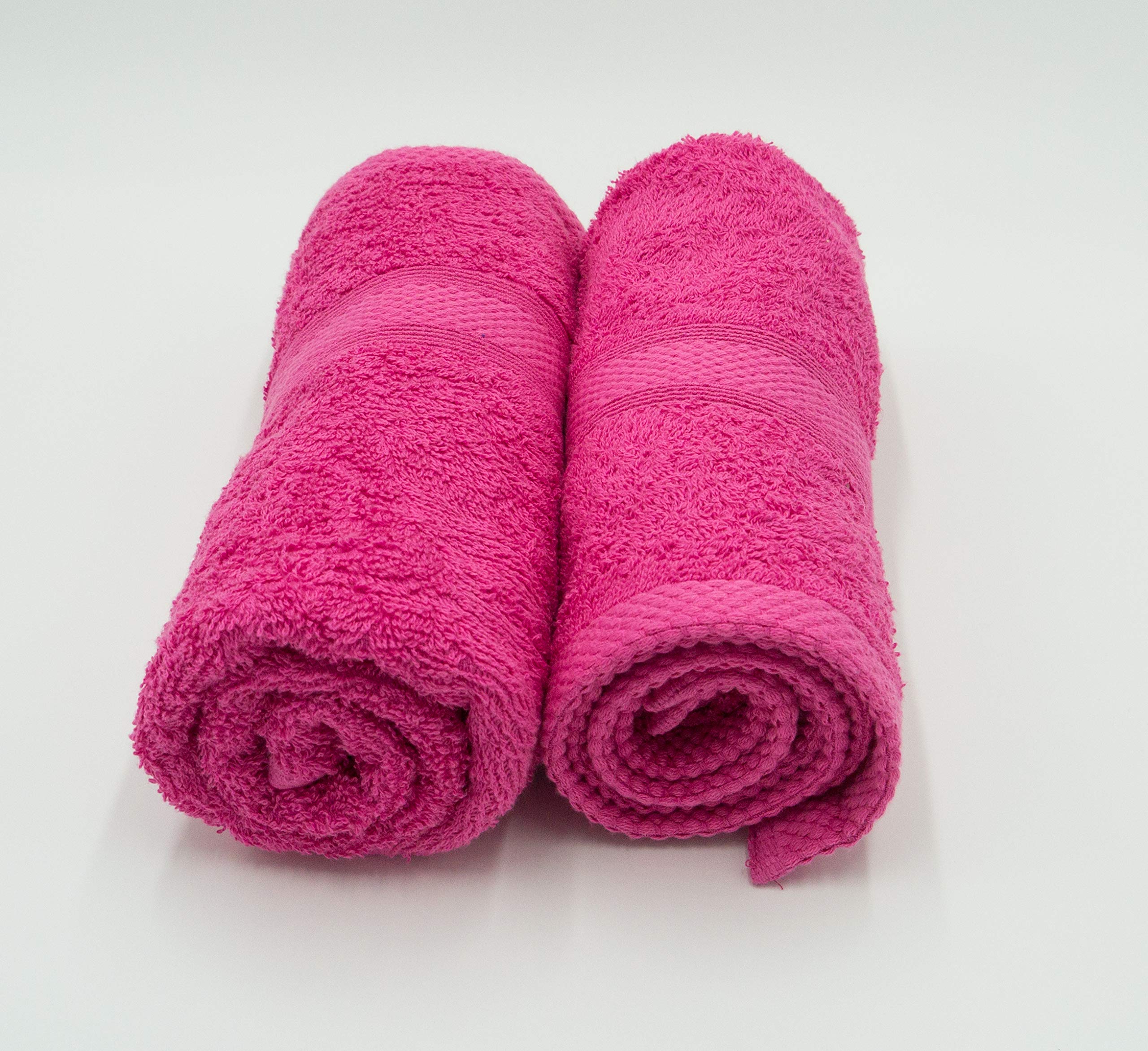 Lex's Linens 100% Combed Cotton Bath Sheets - 500GSM Hot Pink, 2 Pack