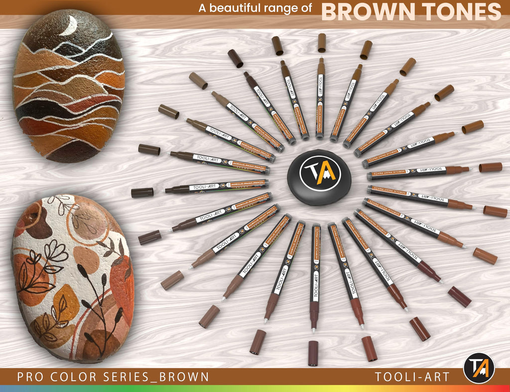 22 Brown Acrylic Paint Pens – 0.7mm Extra Fine Tip Markers