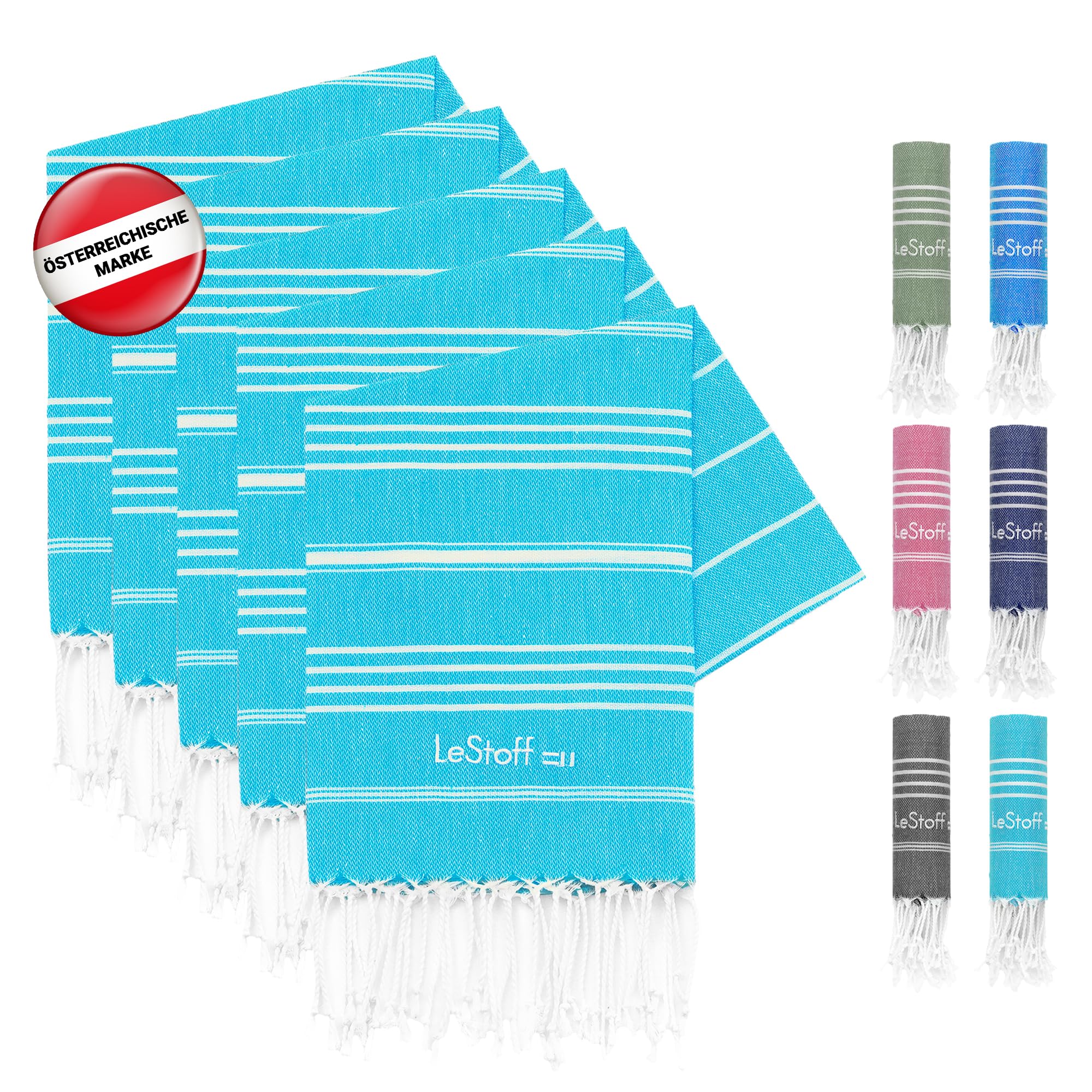 LeStoff Hammam Towel Set of 5 | 100% Organic Cotton Guest Towels