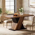 Tribesigns 55-Inch Farmhouse Dining Table for 4, Rectangle Rustic Brown Kitchen Dining Room Table, Wooden Dinner Table for Home Dining Room - image 1