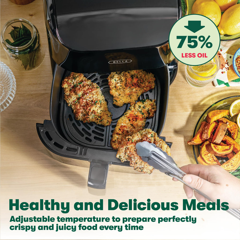BELLA 6L Digital Touchscreen Air Fryer – 1500W 6-in-1 Multi-Cooker, Black