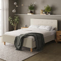 GFW Ashbourne King Size Bed Frame - Natural Beige Upholstered