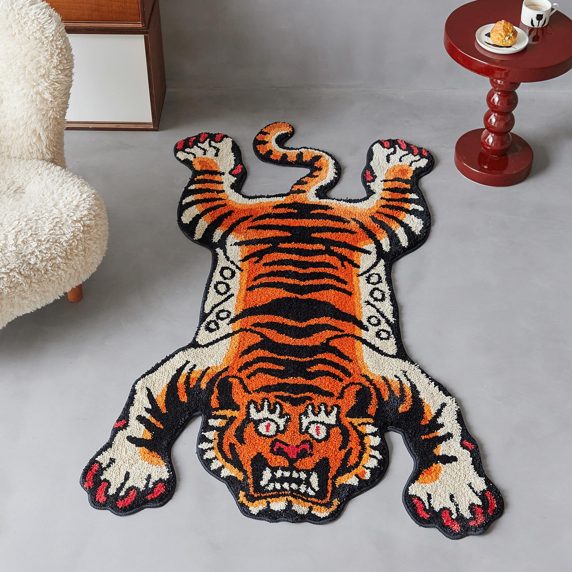 Tibetan Tiger Quilted Rug – Washable Non-Slip Long Pile Rug