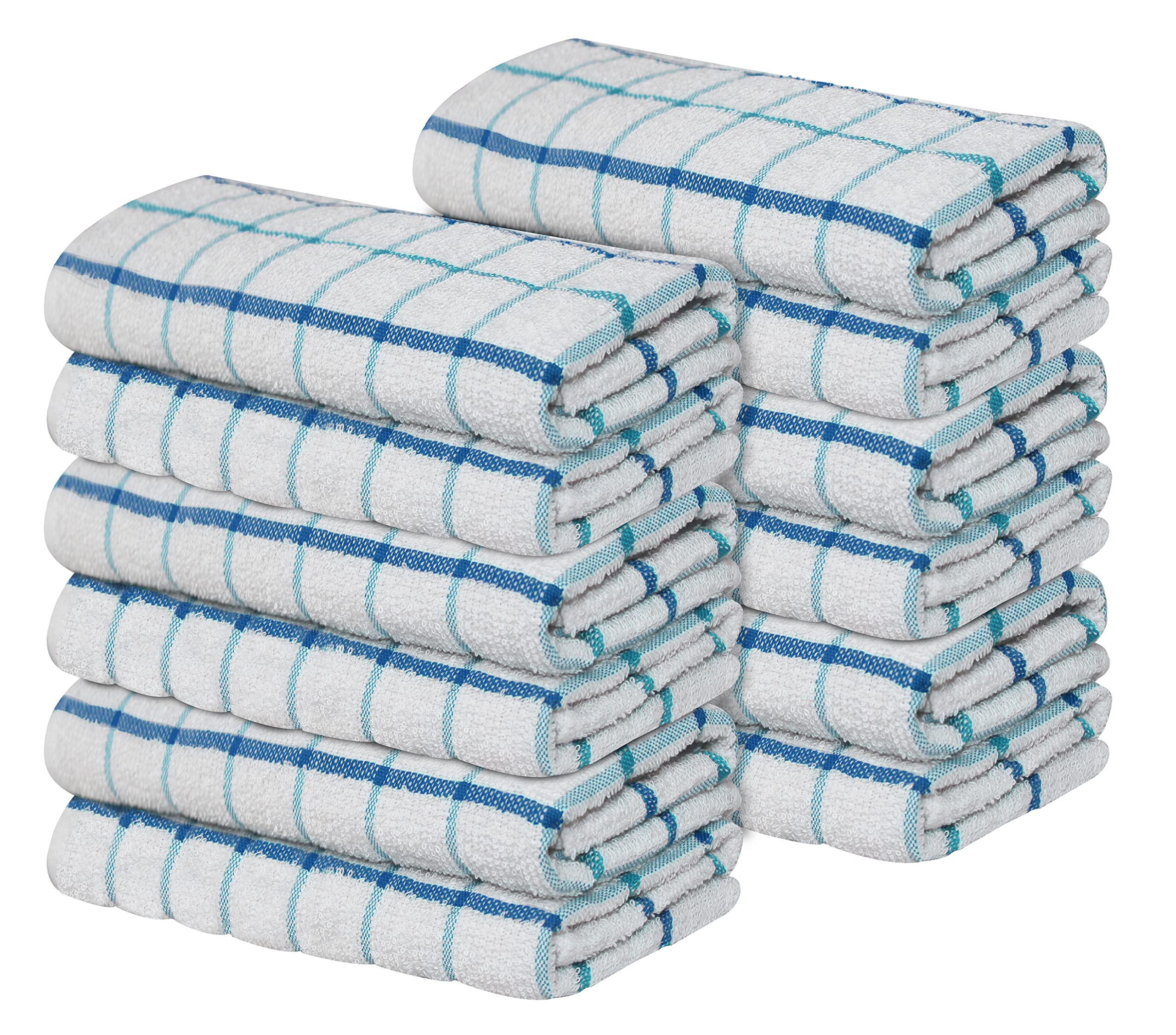 Cotton Terry Tea Towels - 12 Pack Absorbent Dish Cloths