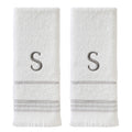 SKL Home Casual Monogram Hand Towel Set, S, 16x26, White 2 Count