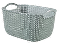 Curver Knit Medium Storage Basket, Stylish Knit Design & Comfortable Handles, 8 Litres, Misty Blue