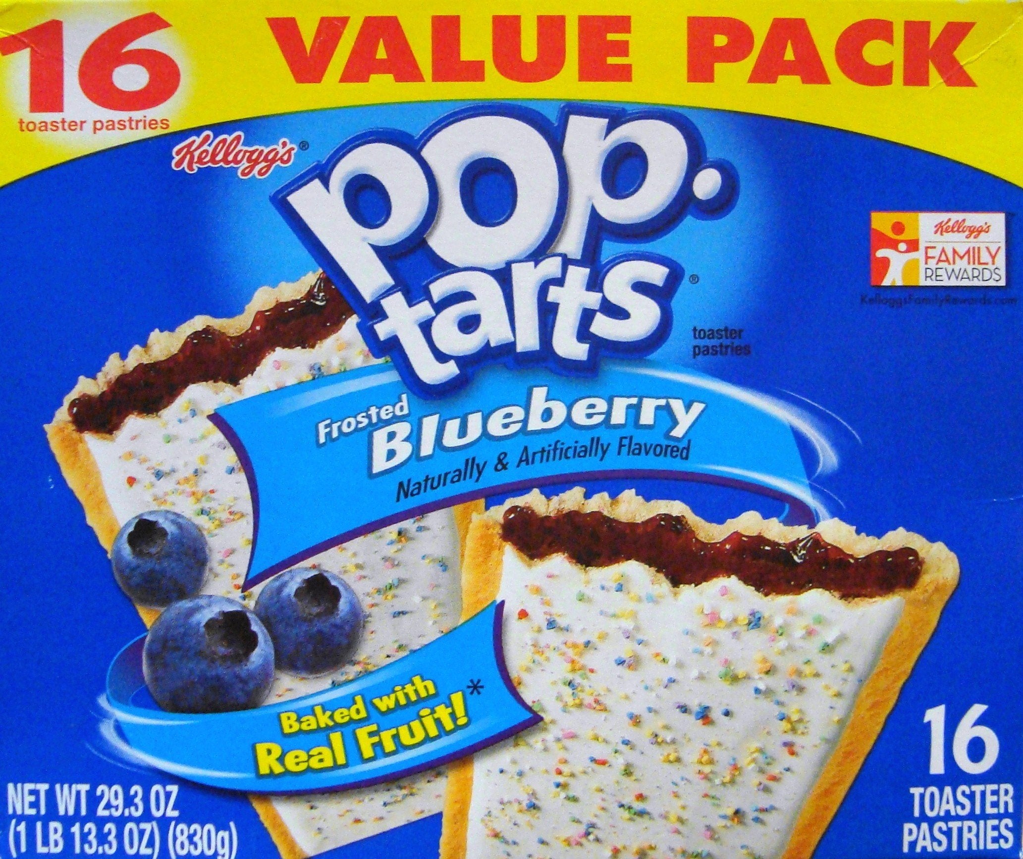 Kellogg's Pop-Tarts Frosted Blueberry Toaster Pastries - 16 Count Value Pack