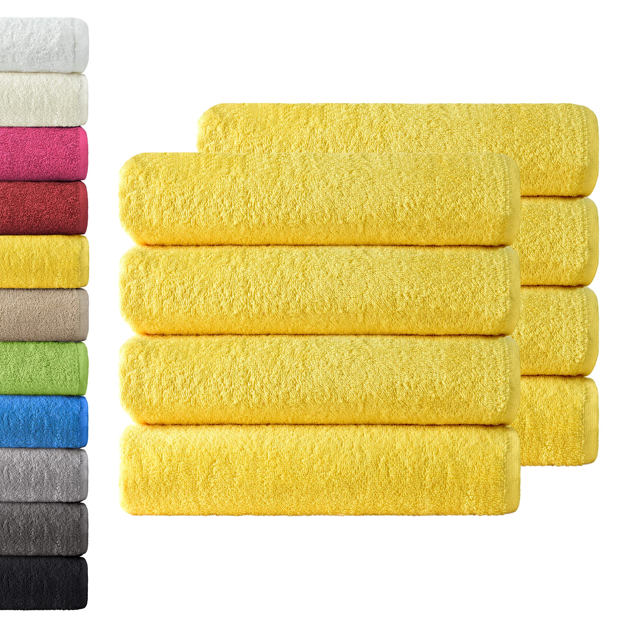 NatureMark 8 Hand Towels | 100% Cotton | 50 x 100 cm - Yellow
