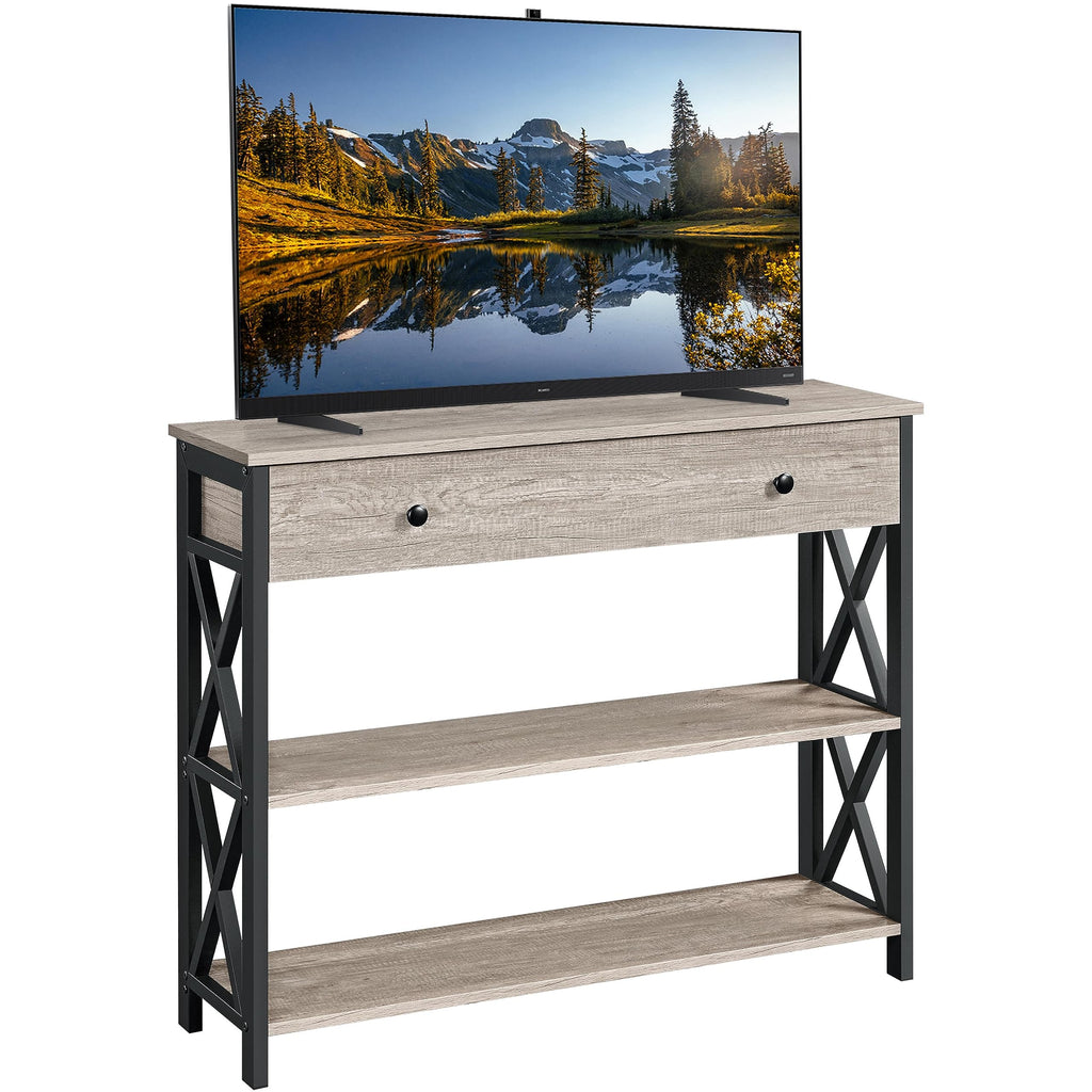 Yaheetech Console Table, Drawer & Shelves, 100 × 29.5 × 81 cm, Grey - image 4