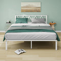 MOFLUT King Size Metal Bed Frame with Headboard – Heavy Duty White