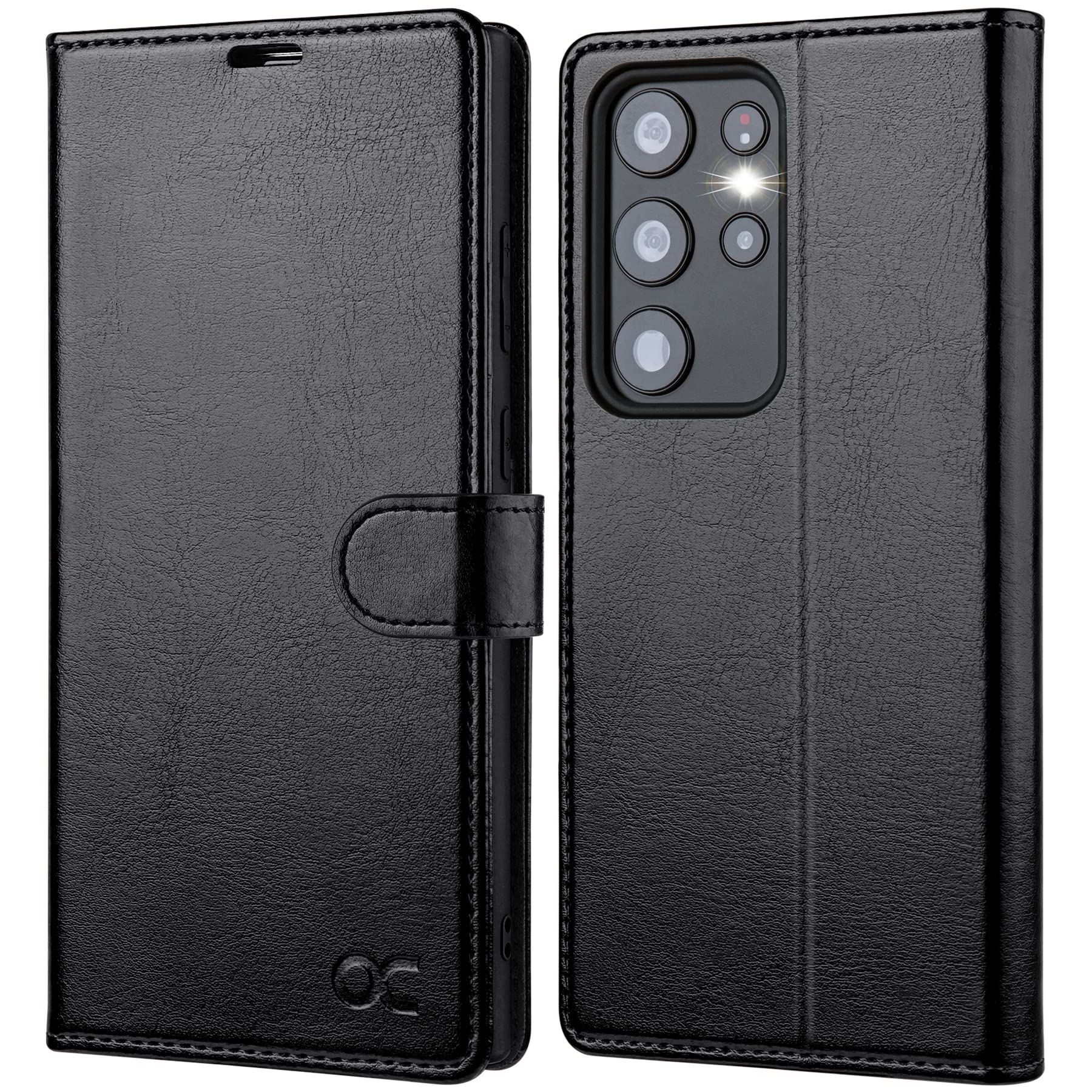 OCASE Samsung Galaxy S23 Ultra Leather Wallet Case | RFID Blocking - Black