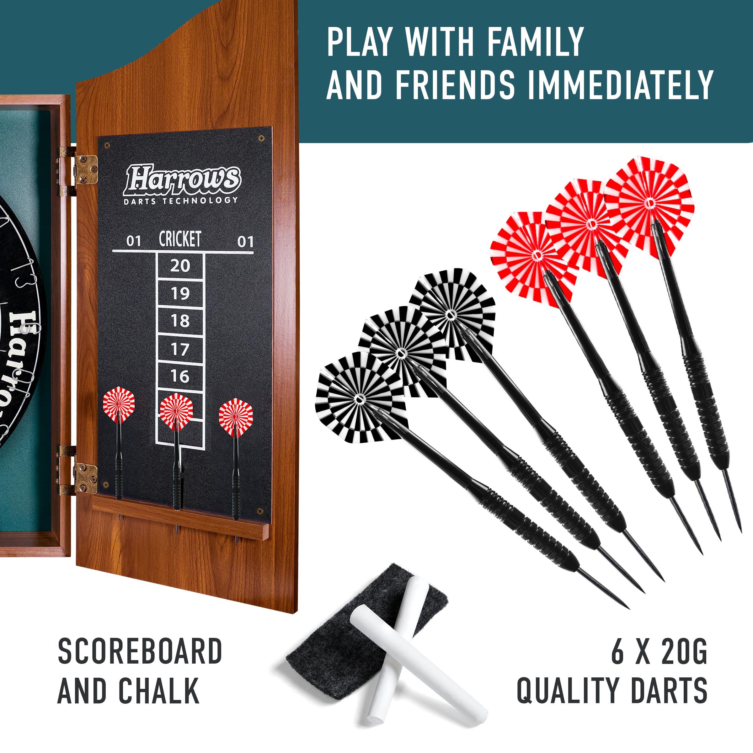 Harrows Pro's Choice Dartboard Set | Rosewood Cabinet with 6 Darts
