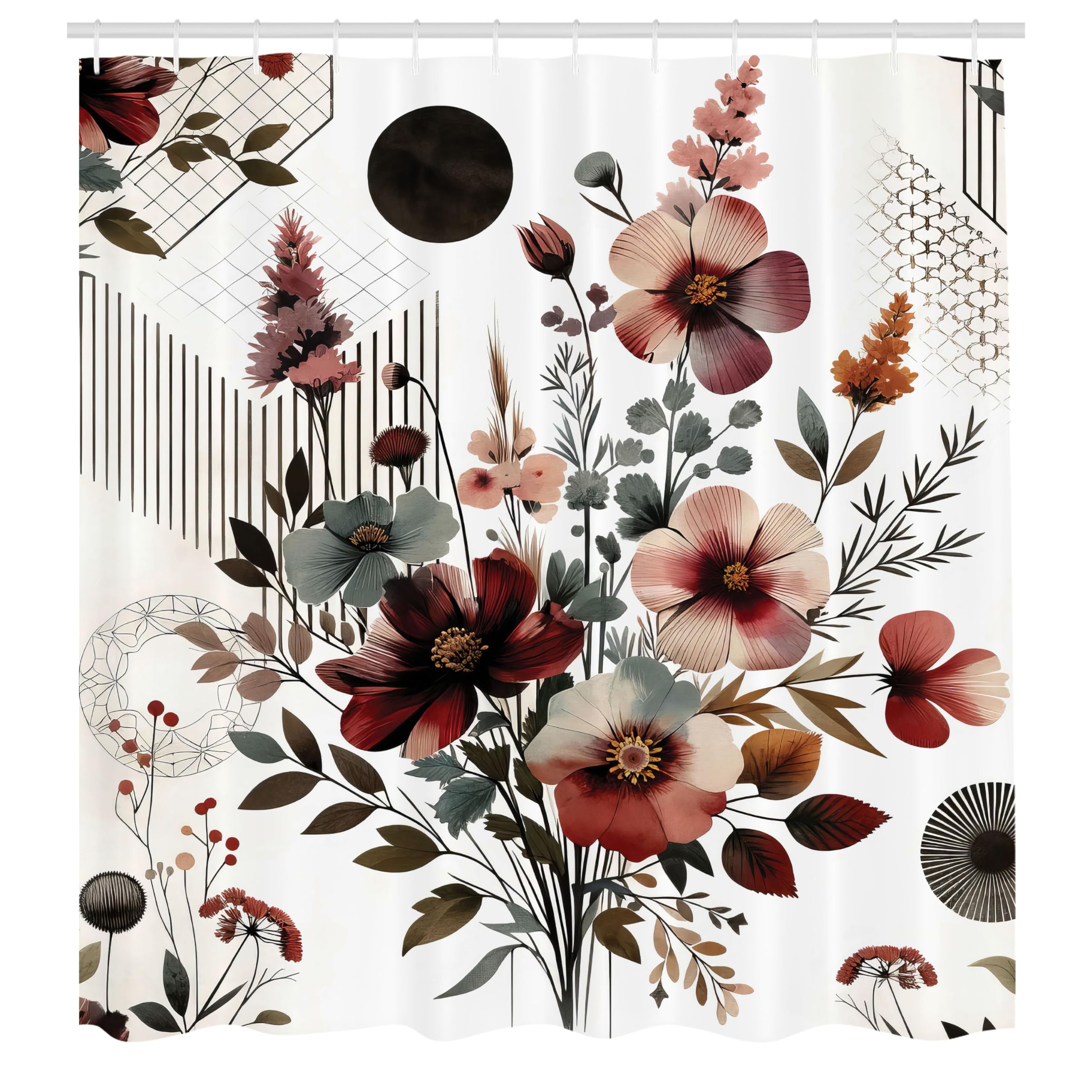 Abakuhaus Floral Shower Curtain | Waterproof Fabric Bathroom Decor – 175x200cm