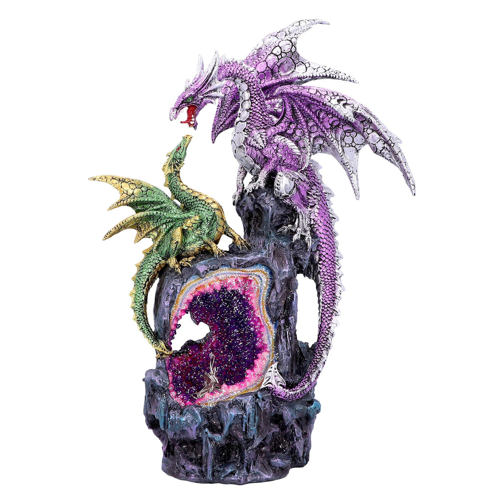 Nemesis Now Creators Call Light-Up Dragon Figurine on Pink Geode