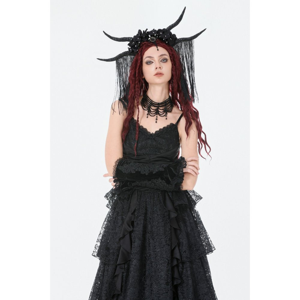 Dark in Love Lillian Victorian Lace Arm Warmers – Black Velvet Gothic