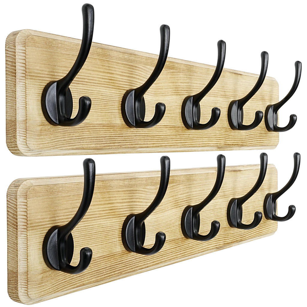 Dseap Coat Rack Wall: Patented, Heavy-Duty, 5-Double-Hooks Wooden Wall Mounted Coat Rack Coat Hanger Hook Rail for Winter Coats Hat Jacket Clothing - image 1
