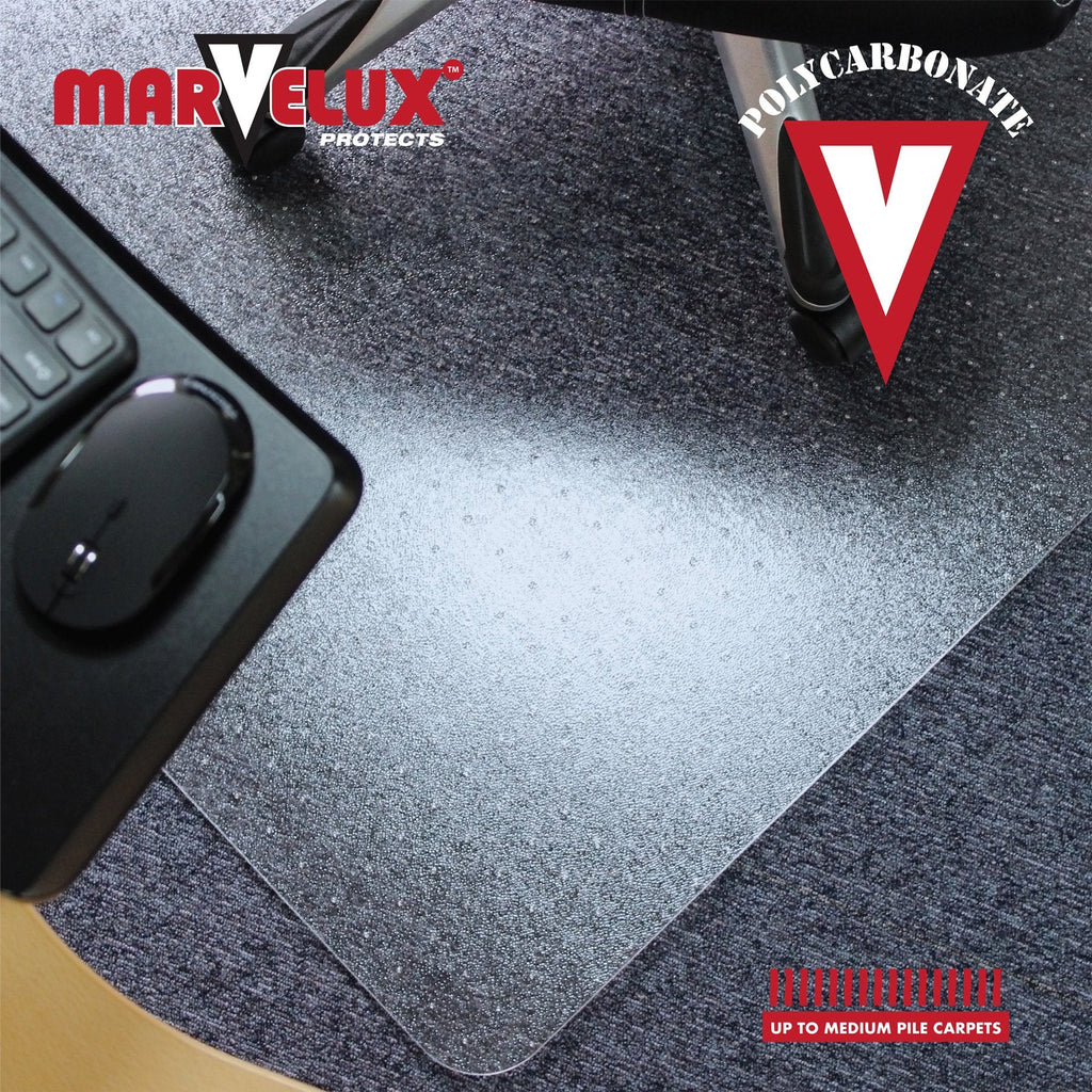 Marvelux Polycarbonate Office Chair Mat for Carpets - 75x120cm, Clear
