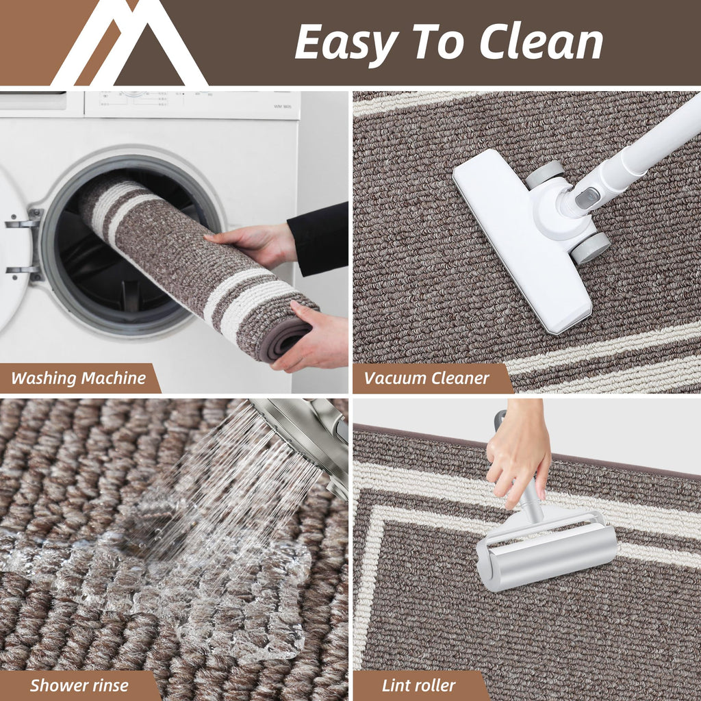 COSY HOMEER Kitchen Rugs 2-Piece Set | Non-Slip Washable Floor Mats – Grey