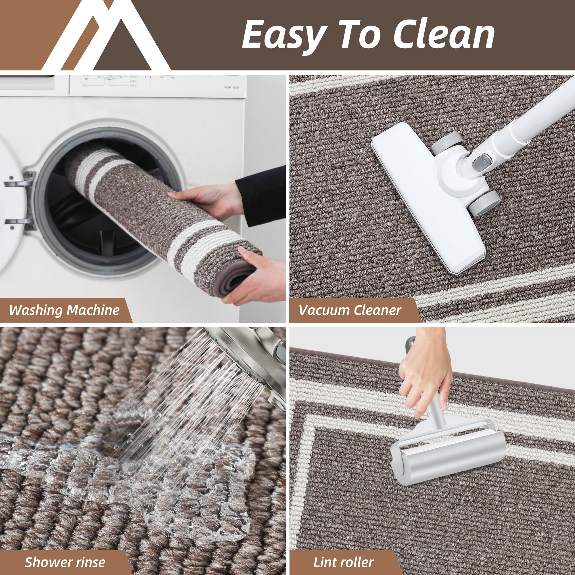 COSY HOMEER Kitchen Rugs 2-Piece Set | Non-Slip Washable Floor Mats – Grey