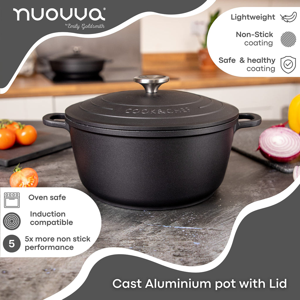 Nuovva Non-Stick Aluminium Casserole Pot – 4L Deep Dutch Oven, 24cm
