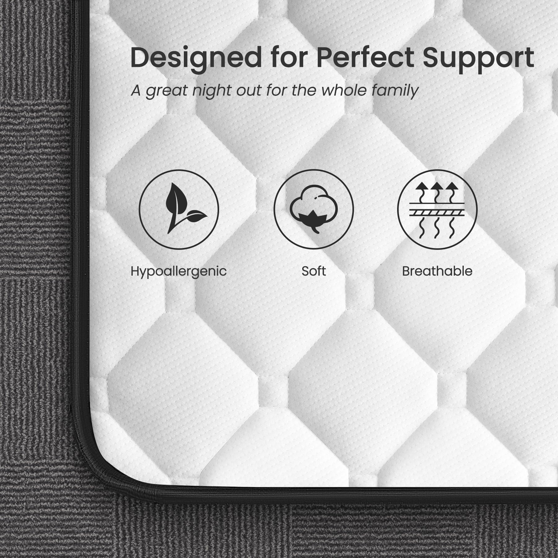 BedStory Single Hybrid Mattress – 90x190x14cm Medium Firm Spring