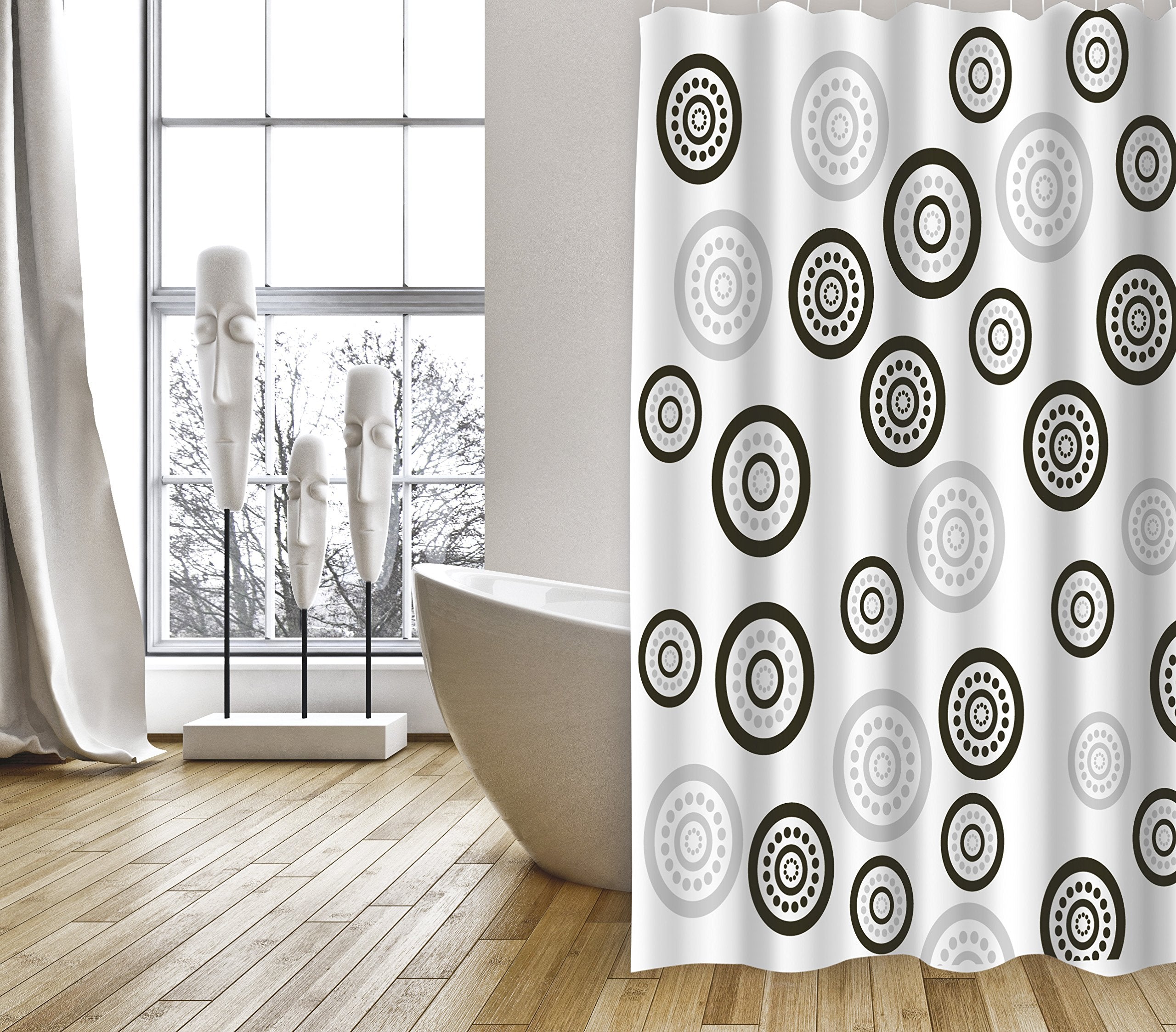 MSV Modern PVC Shower Curtain - Multi-Colour Lacquered - 180x200 cm