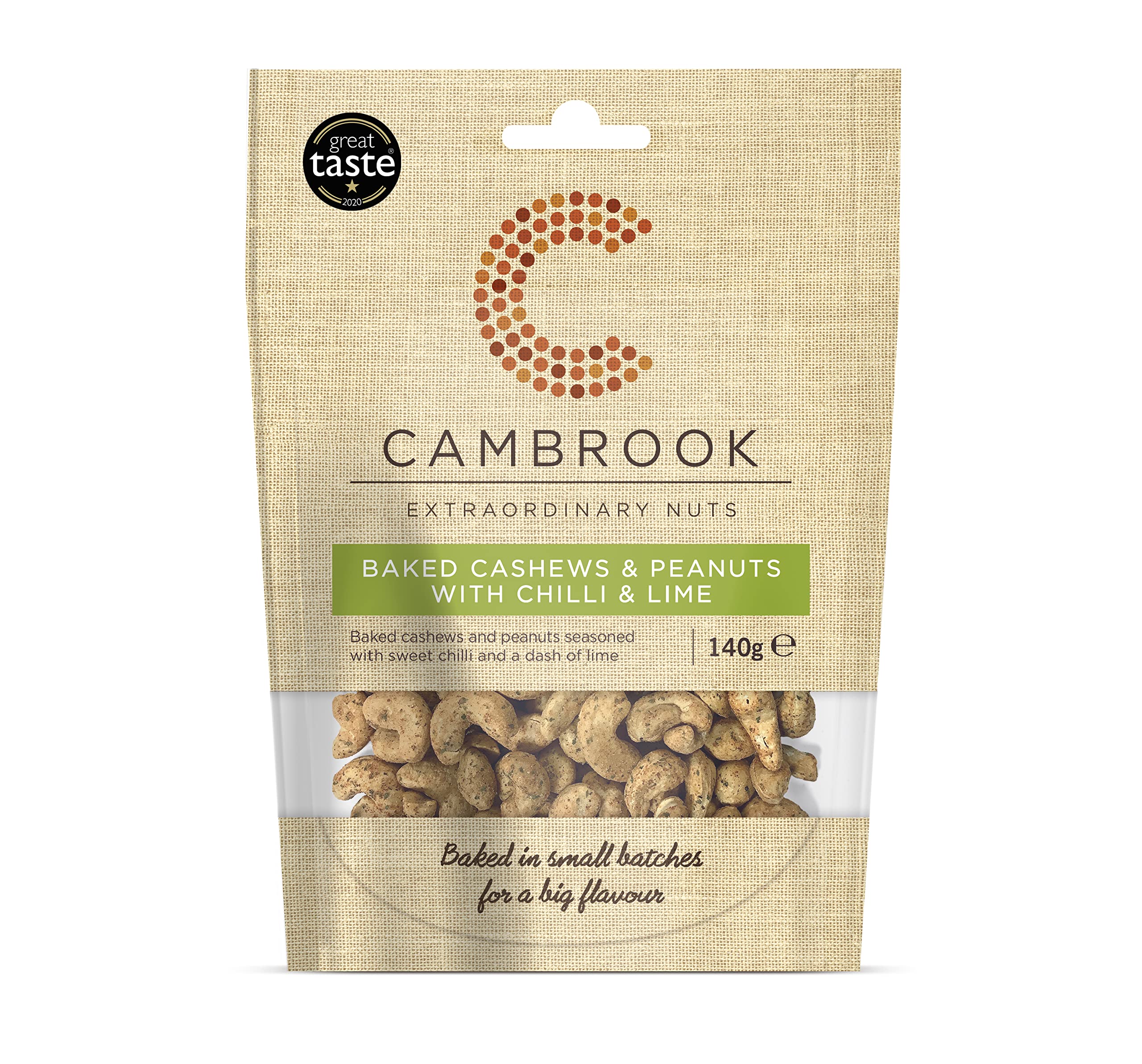 Cambrook Chilli & Lime Baked Cashews & Peanuts - 140g (Pack of 10)