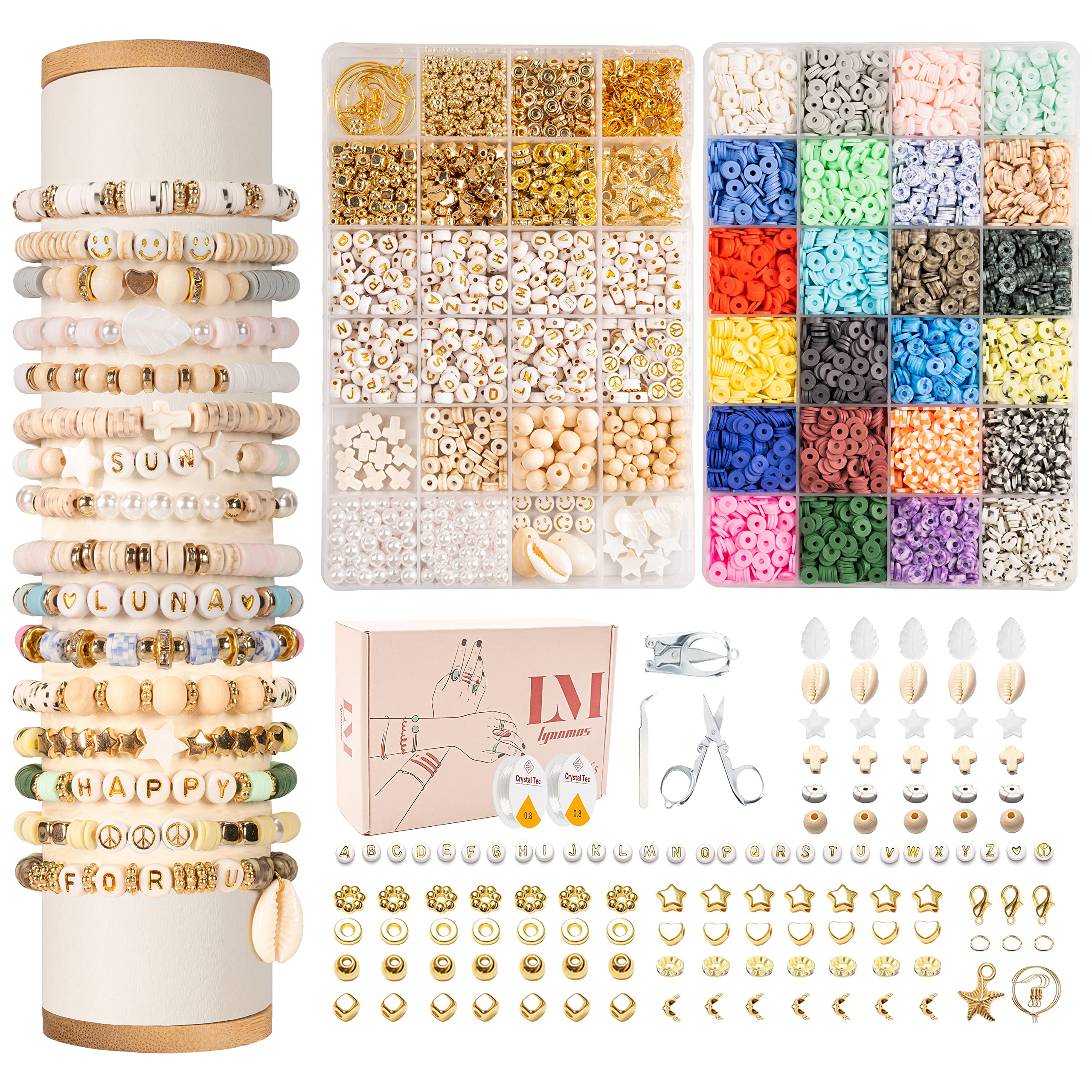 Lynnmos 8000 Pcs Clay Beads Bracelet Making Kit | 24 Color Heishi Disc Set