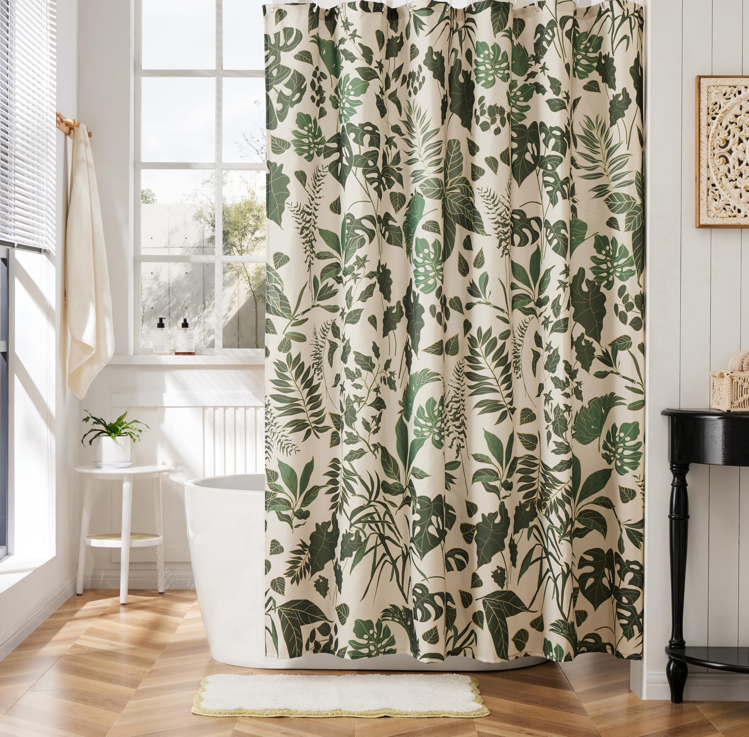 Ohocut Tropical Jungle Leaves Shower Curtain | Waterproof Boho Floral