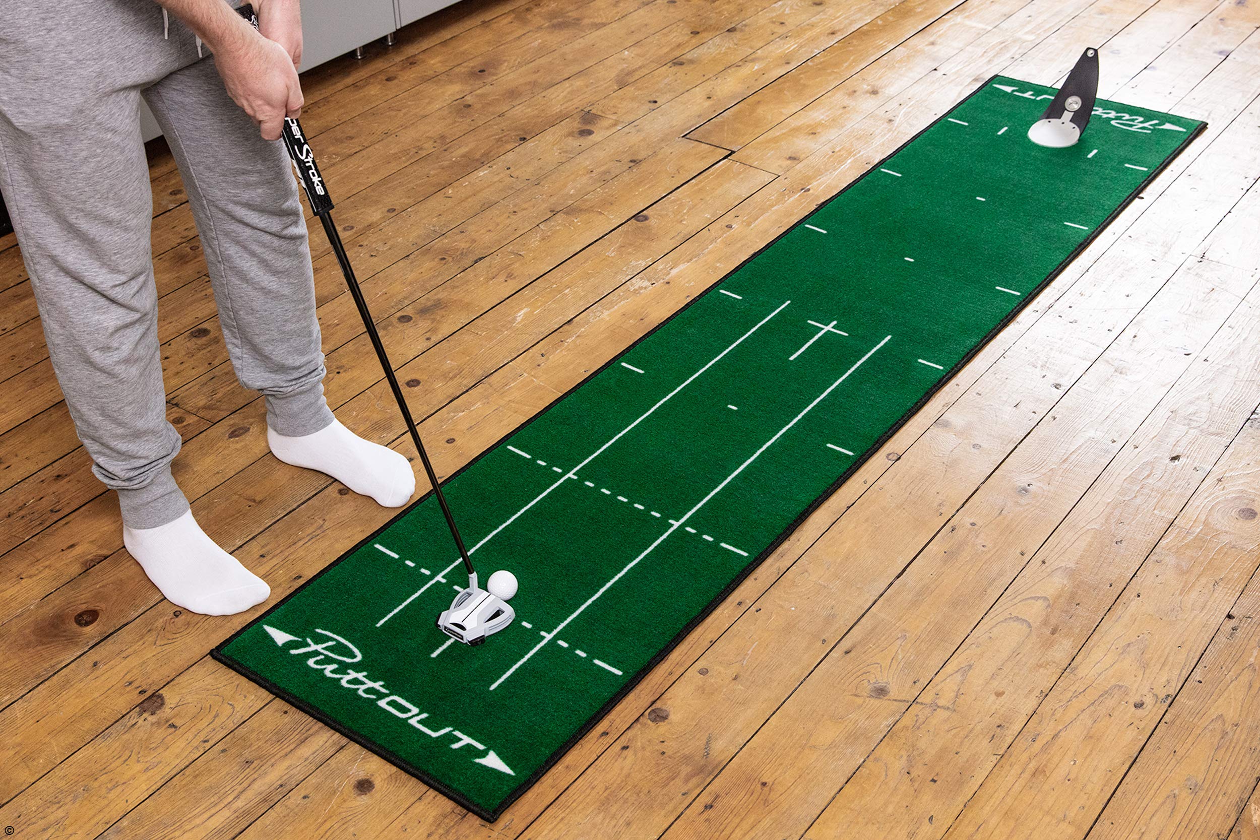 PuttOUT Medium Putting Mat – 240cm x 50cm Indoor Golf Training Aid