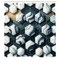 Abakuhaus Navy Blue Marble Honeycomb Shower Curtain | Waterproof Fabric