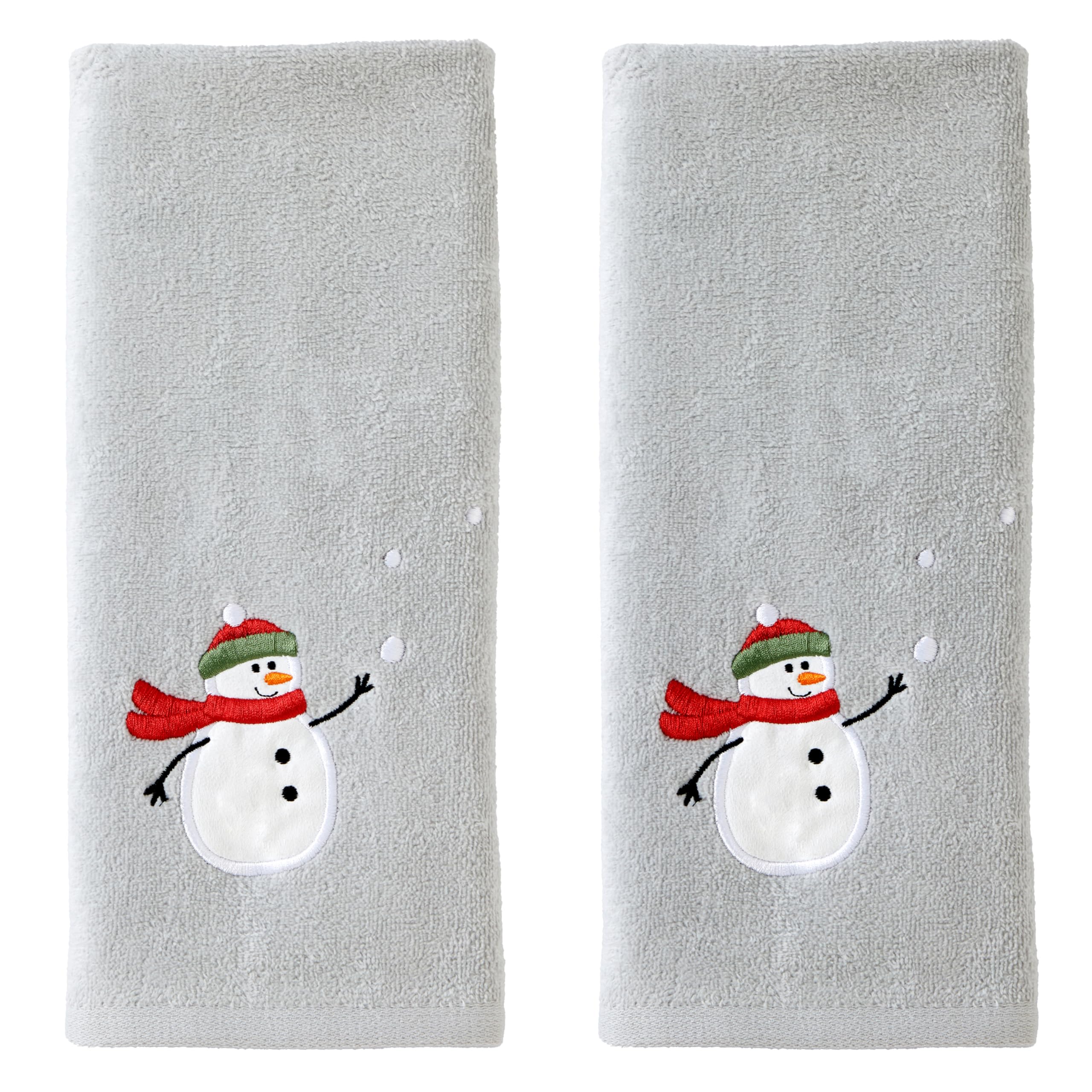 SKL Home Snowman Cotton Hand Towel Set | Festive Holiday Decor - 2pk