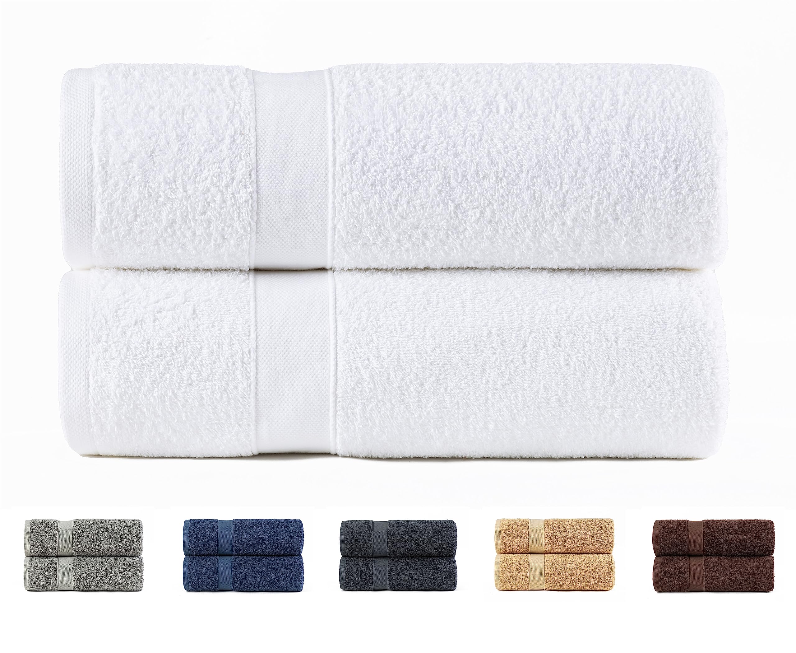 Todocama Set of 2 Shower Towels | 100% Cotton 550 GSM | White, 70x140cm