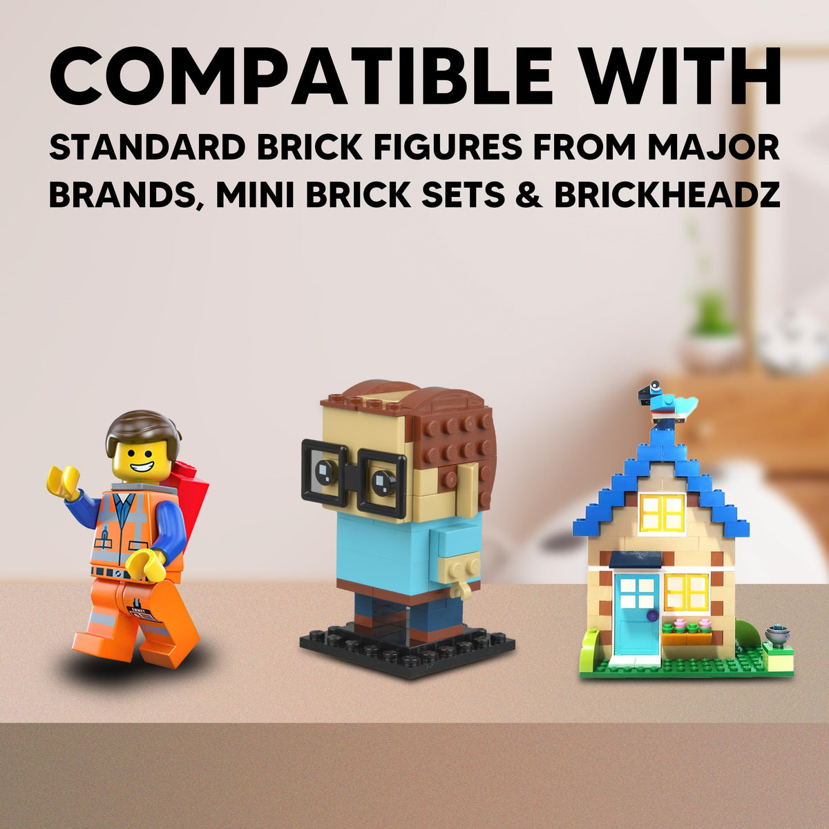 Tapeera 3-Pack Minifigure Display Shelves Compatible with LEGO, Acrylic Floating Shelf with Baseplate Studs - image 2