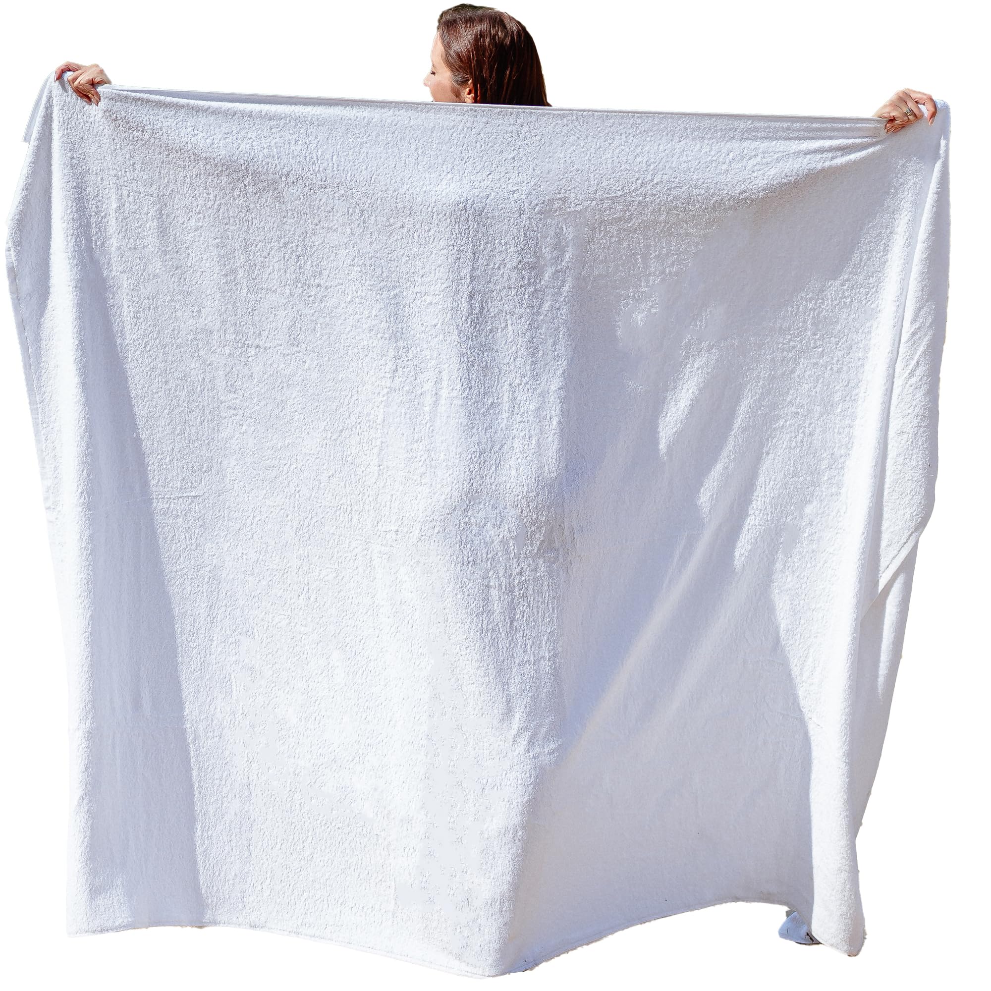 ADAMO XXL Oversize Beach Towel – 100% Cotton Terry Cloth, White