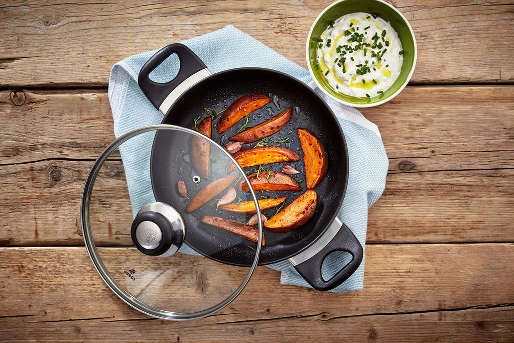 Judge Vista Non-Stick Stainless Steel Sauteuse Pan with Lid, 28cm