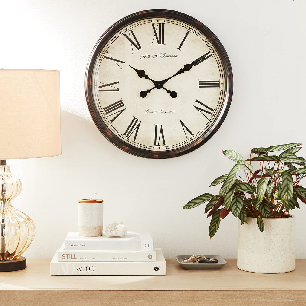 Fox and Simpson 50cm Grand Central Station Wall Clock – Black & Beige