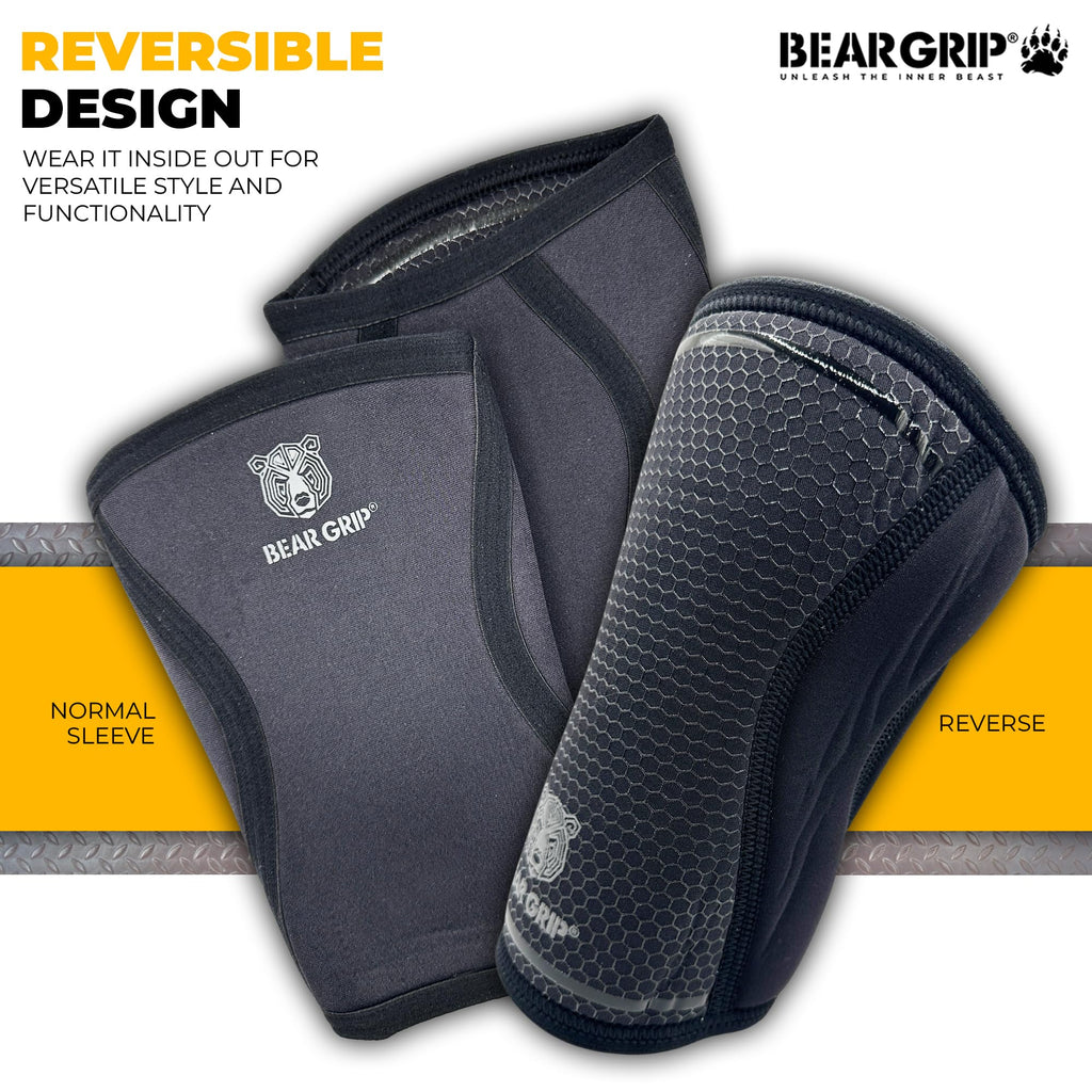 Bear Grip 7mm Neoprene Knee Sleeves for Weightlifting and Squats