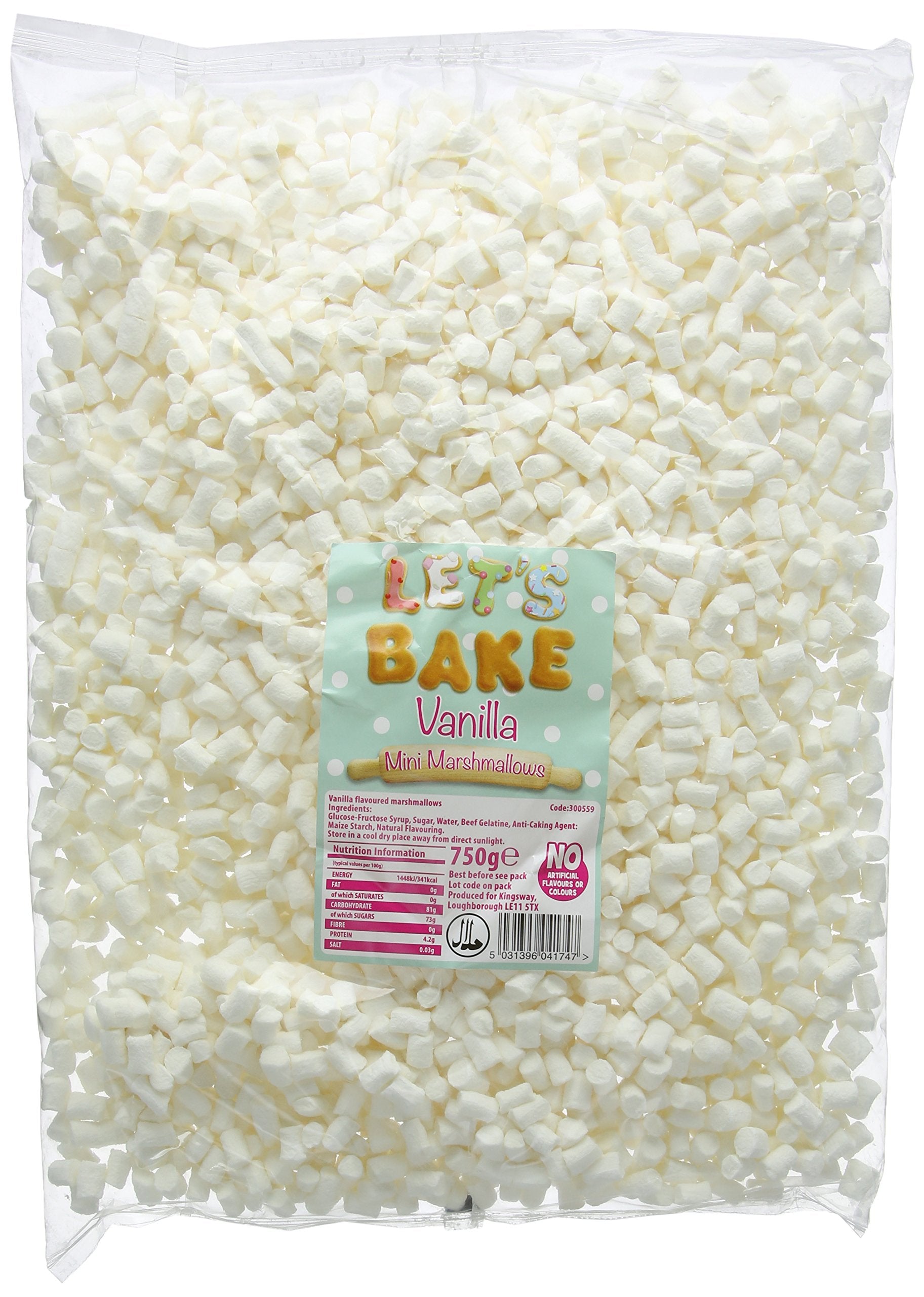 Let's Bake Mini Marshmallows – White Vanilla Flavour – 750g Bag