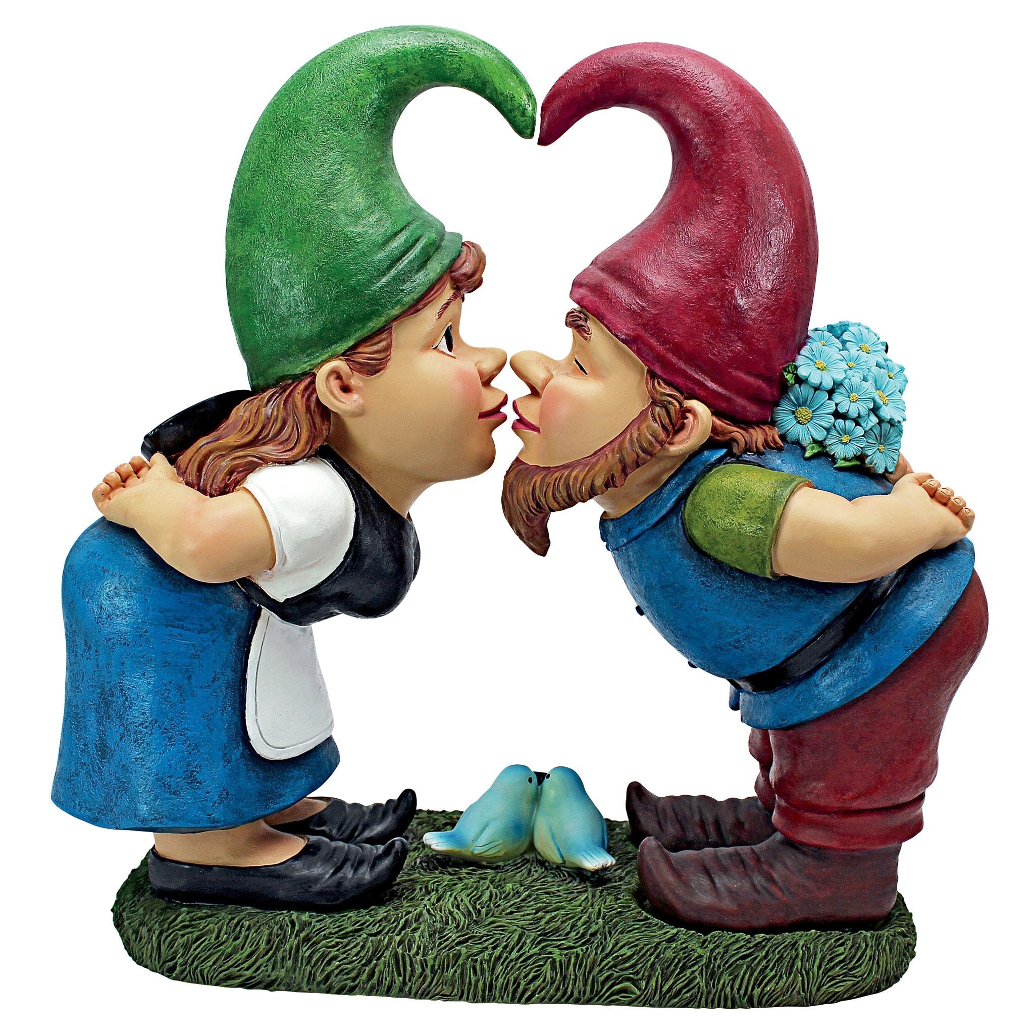 Design Toscano Kiss and Tell Lover Garden Gnome Statue - Resin Figurine
