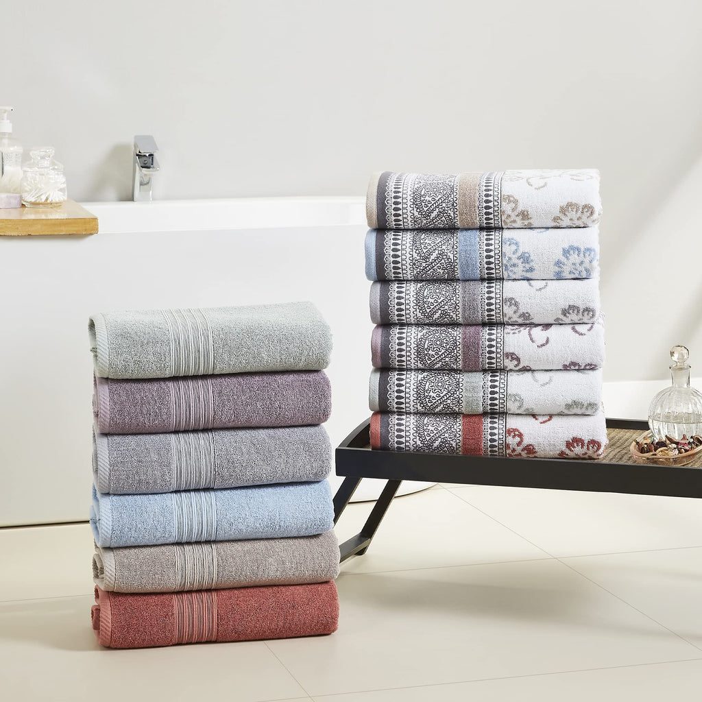 Modern Threads 6-Piece Cotton Towel Set | Jacquard & Solid – Clay