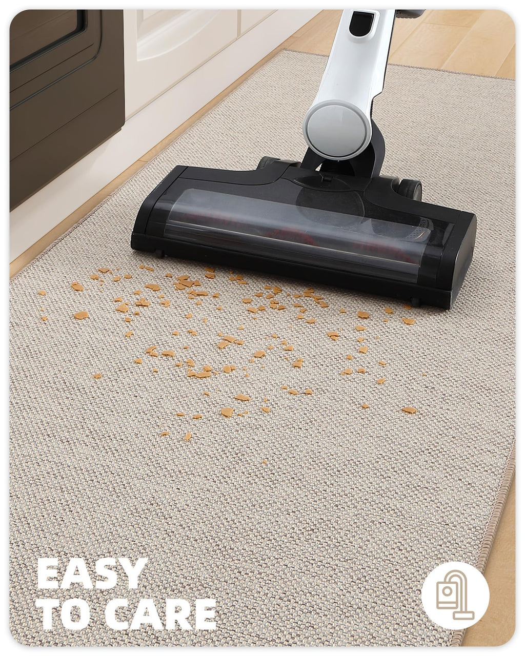 Color&Geometry Non-Slip Kitchen Runner – Washable Woven Floor Mat, Khaki
