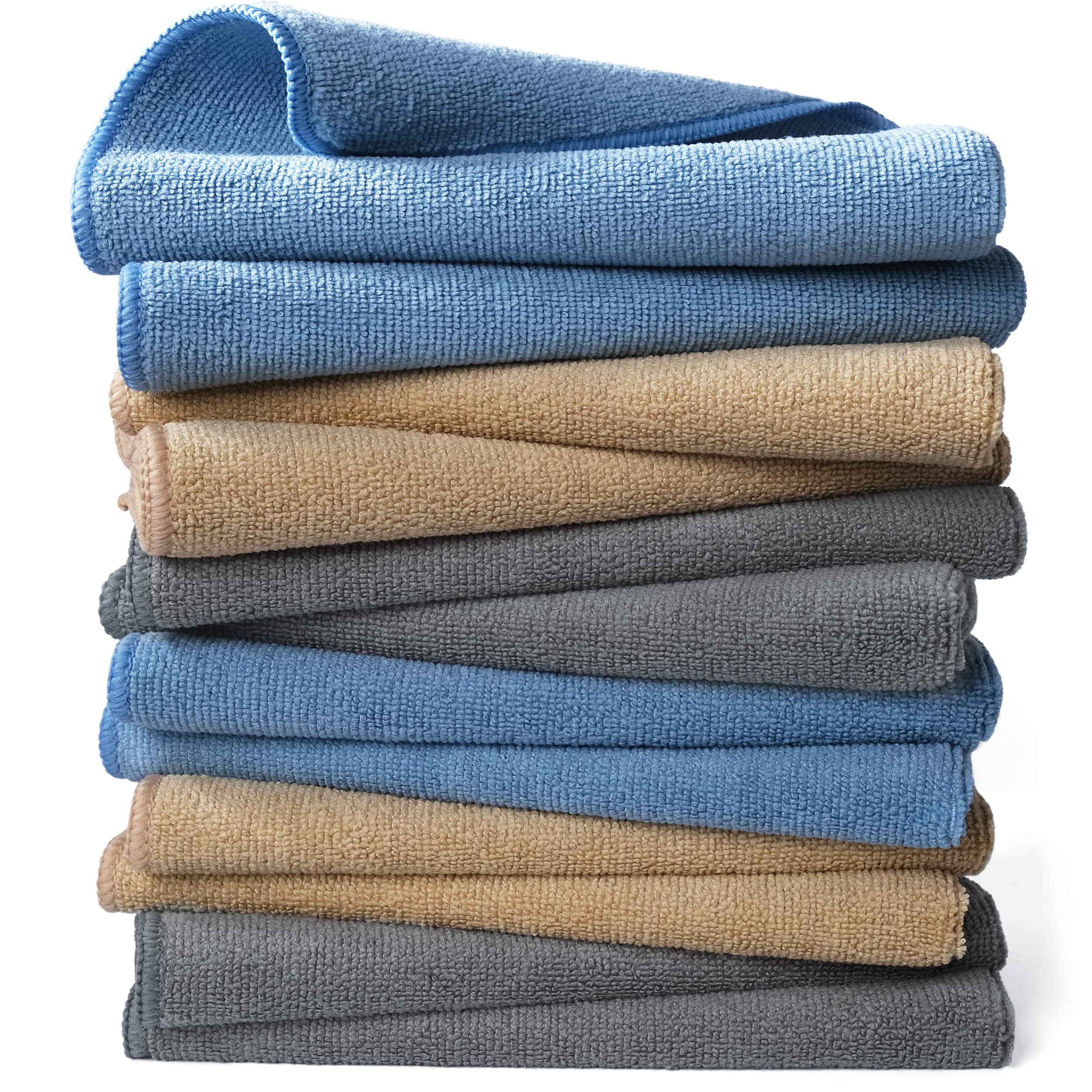 Polyte Professional Microfiber Cleaning Towels - 12 Pack, 40x40cm, Multi-Color