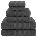 American Soft Linen 6-Piece Turkish Cotton Towel Set - 600 GSM, Gray