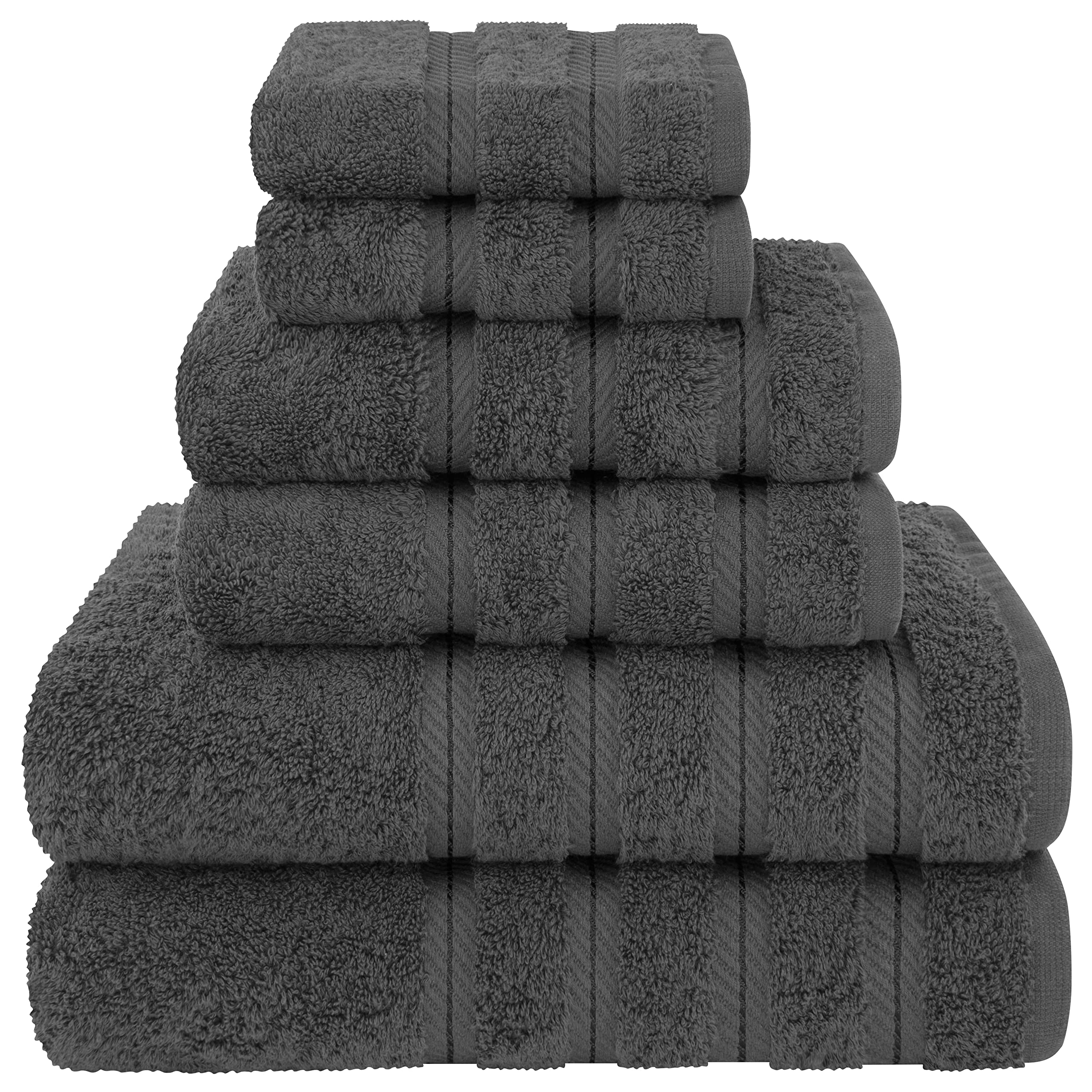 American Soft Linen 6-Piece Turkish Cotton Towel Set - 600 GSM, Gray