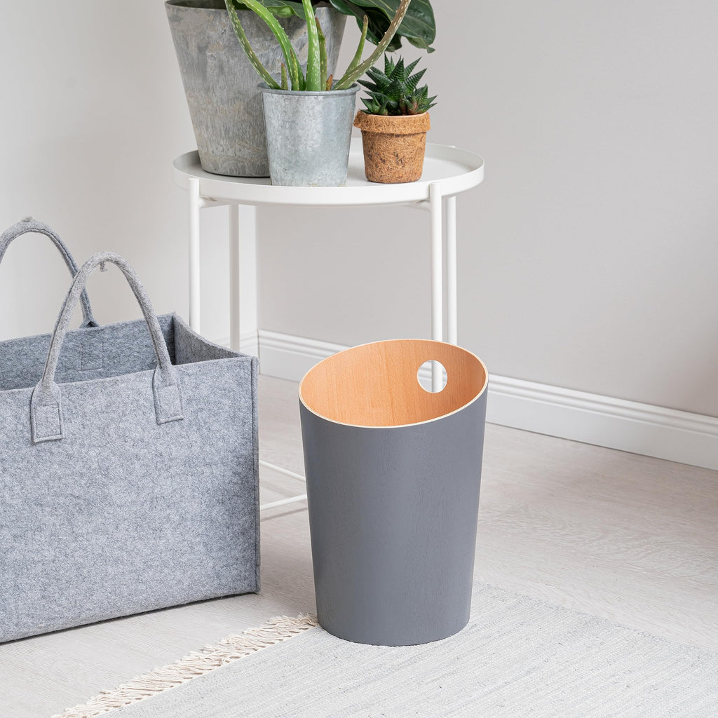 Kazai Bennet Real Wood Veneer Paper Bin – Oak Minimalist Waste Basket