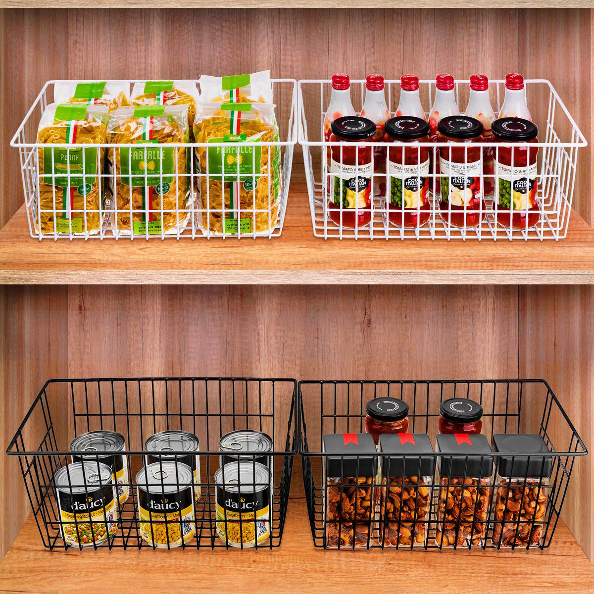 SANNO Freezer Basket Wire Organizer Storage Baskets Storage Bin Baskets for Organizing Kitchen Cabinets, Pantry, Freezer - image 3