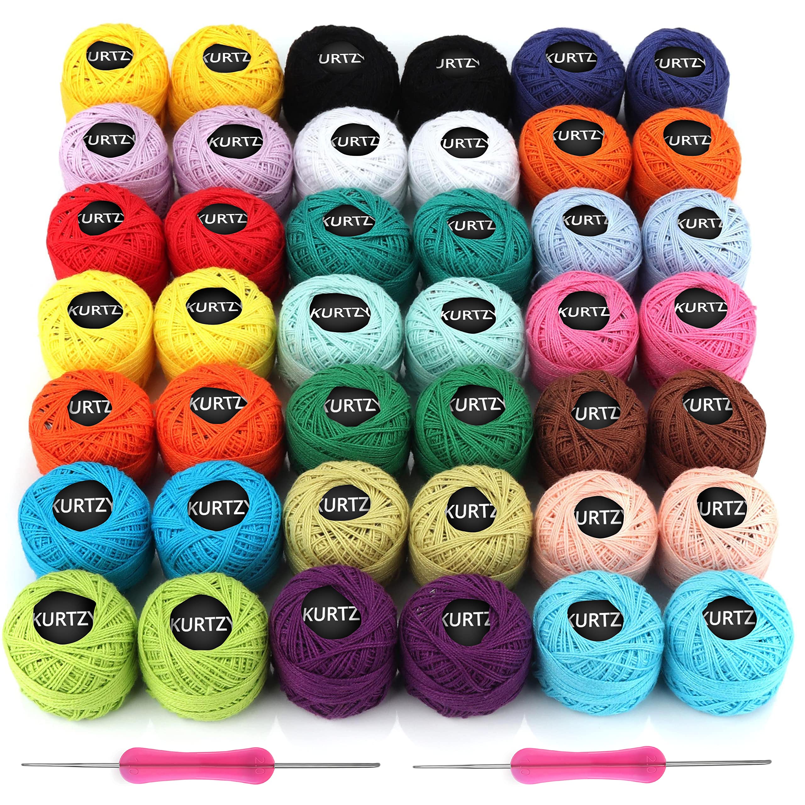 Kurtzy 42-Ball Cotton Crochet Yarn Set with 2 Hooks – 1680 Yards