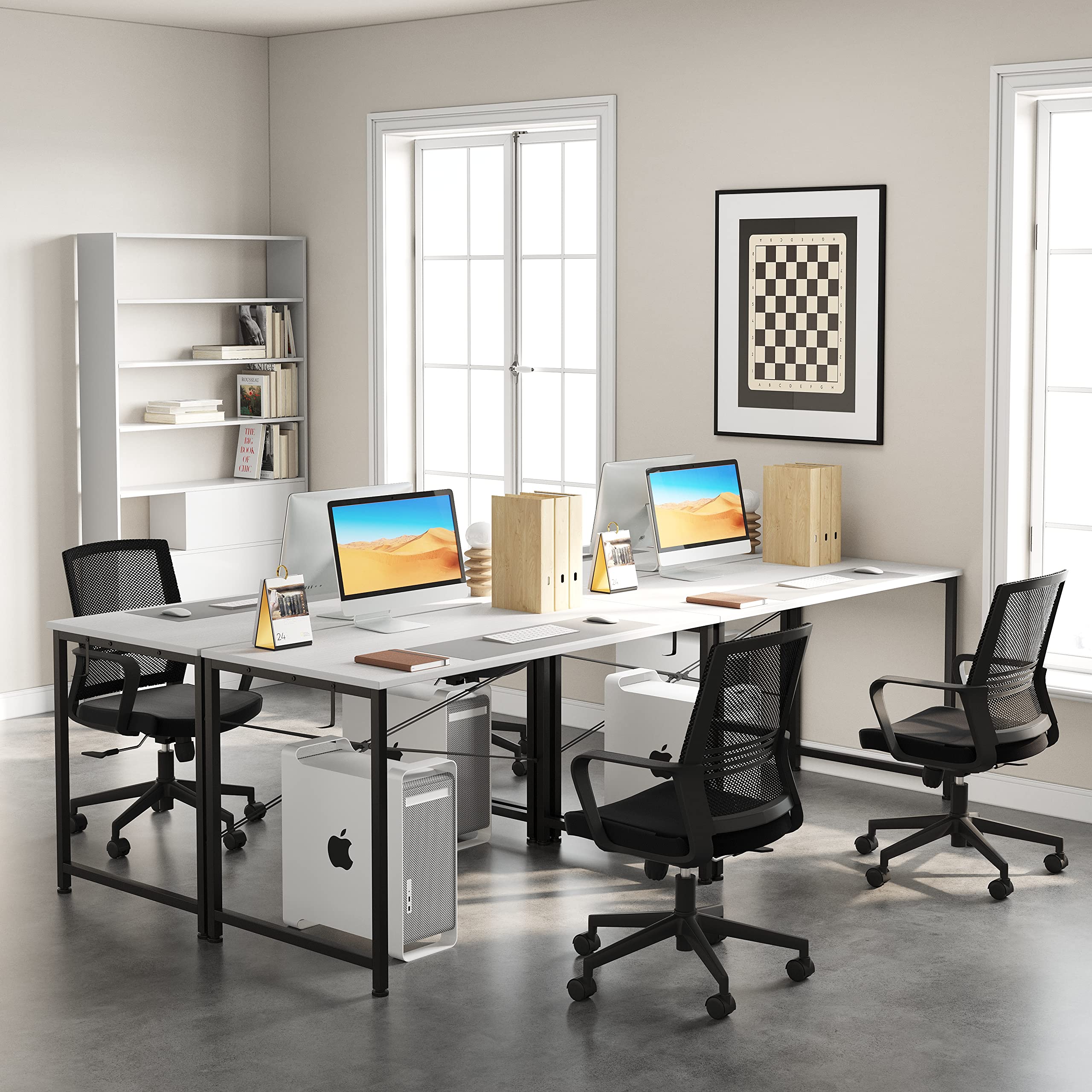 Flrrtenv 80cm Computer Desk | Small White Gaming Table with Metal Frame