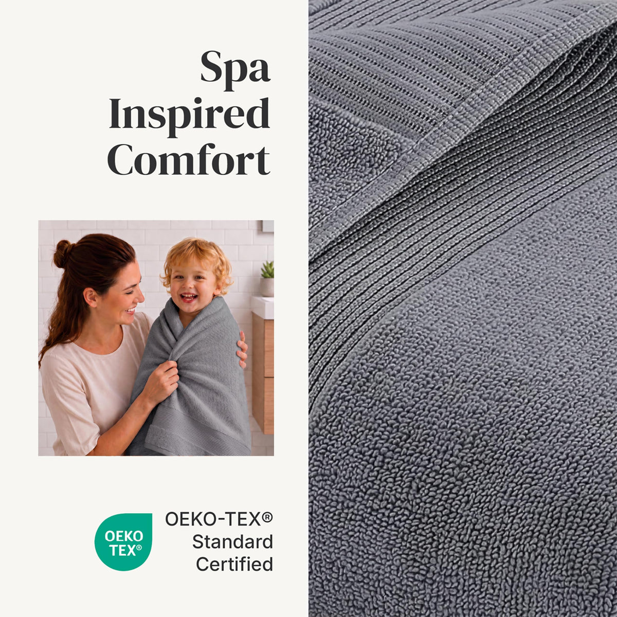 Modern Threads Amrapur Overseas 100% Combed Cotton Toilet Set, Charcoal, 6 pieces - image 4